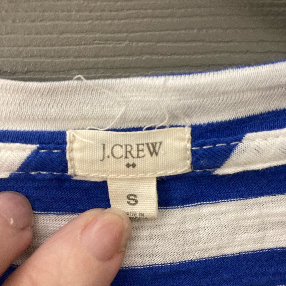 J crew T-shirt royal blue and white stripes - Picture 2 of 4